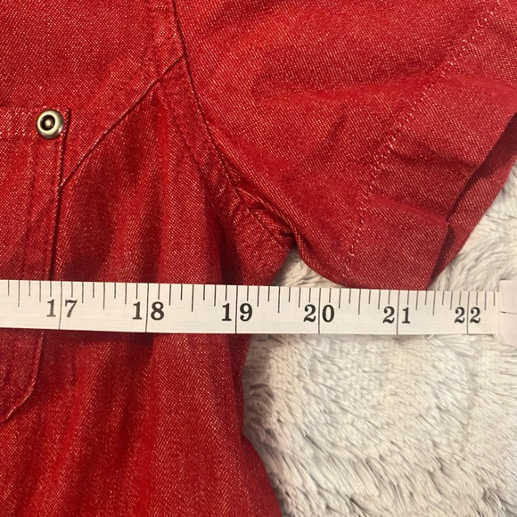 Faded Glory | Small Red Denim Button Down Top - Picture 6 of 7